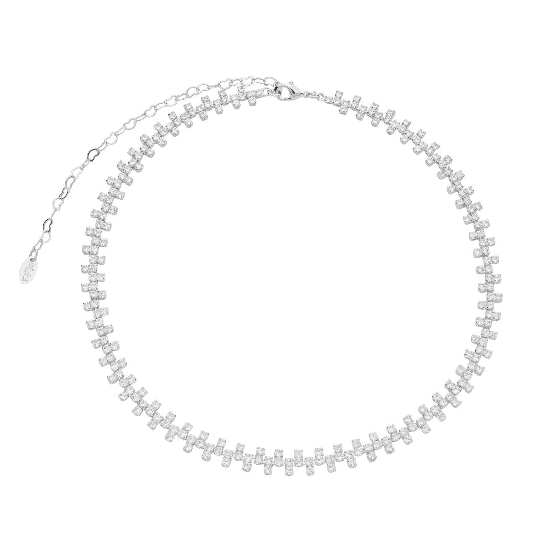 Choker Riviera Estela Zircônias Folheado em Ródio Branco