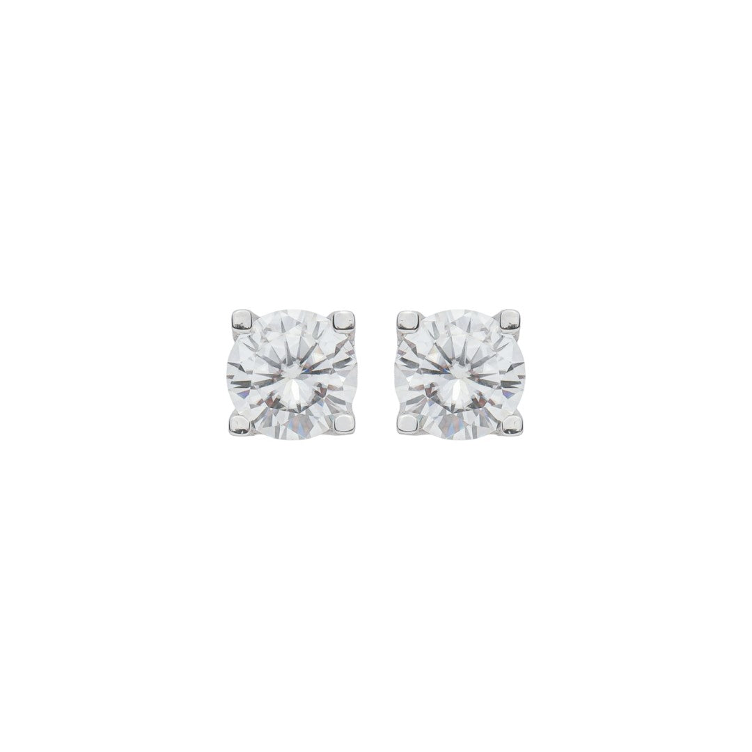Brinco Solitário Ponto de Luz 6 mm Ana Beatriz Moissanite Prata 925 Folheado em Ródio Branco