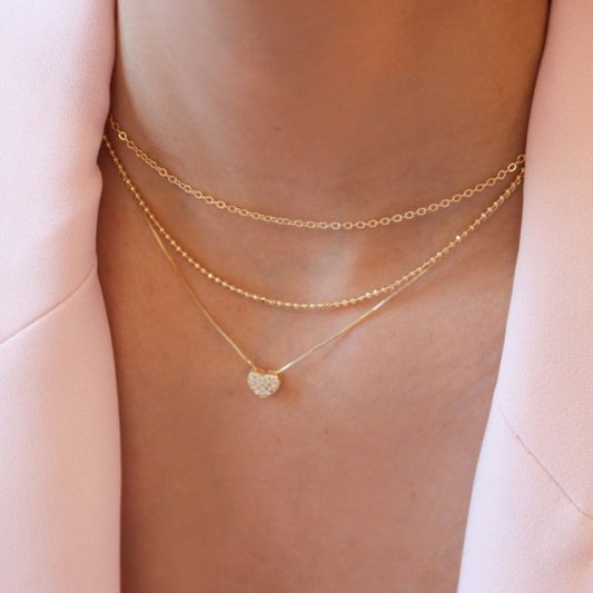 Choker Três Voltas Ana Beatriz Coração Folheado a Ouro 18k