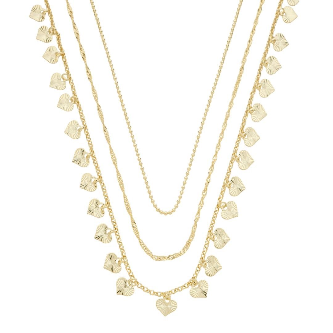 Choker Três Voltas Ana Flávia Mini Medalhas Coração Folheado a Ouro 18k