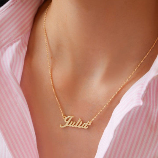 Colar Personalizado Manuscrito Nome Folheado a Ouro 18k