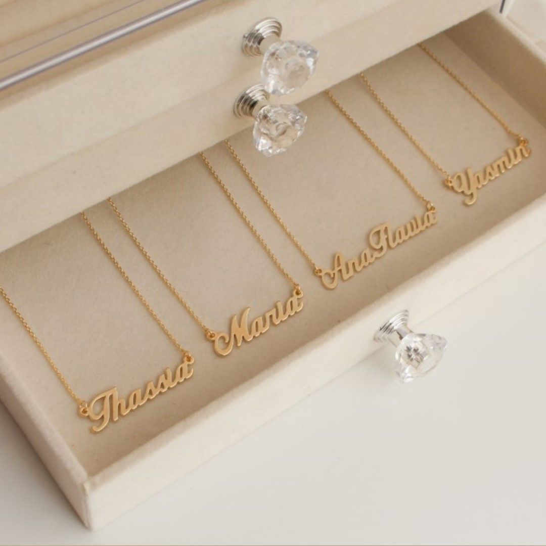 Colar Personalizado Manuscrito Nome Folheado a Ouro 18k