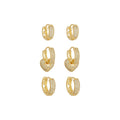 Trio de Argolinhas Brenda Coração Zircônias Folheado a Ouro 18k