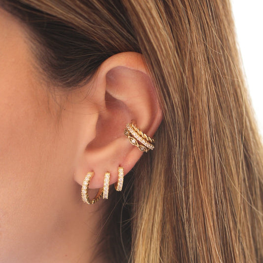 Trio de Argolinhas Celina Zircônias Folheado a Ouro 18k