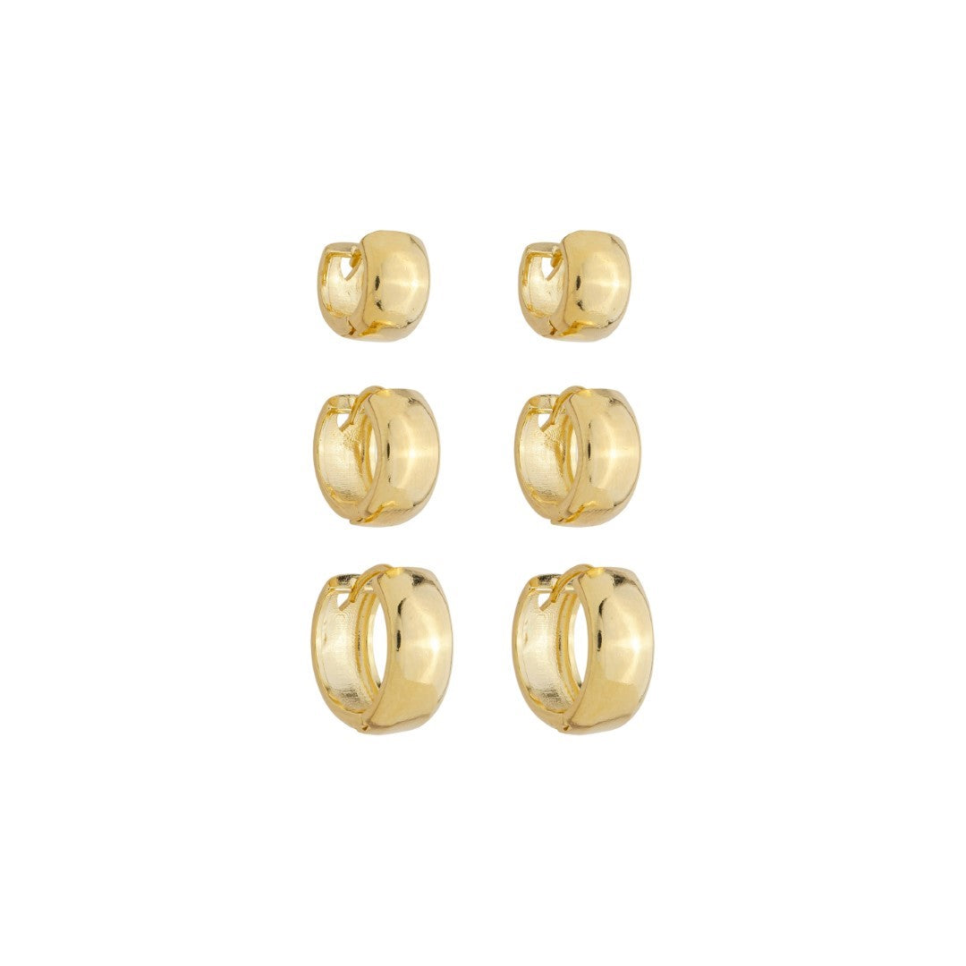 Trio de Argolinhas Cris Folheado a Ouro 18k