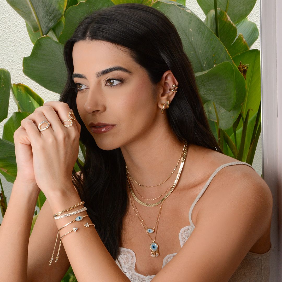 Pulseira Ajustável Malha Valentina Folheada a Ouro 18k