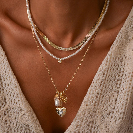 Colar Pérola Flora Gota Zircônia Folheado a Ouro 18k