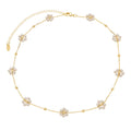 Choker Flor Pérolas Daniela Folheado a Ouro 18k