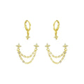Kit 2 Brincos Argolinha e Ear Line Juliana Zircônias Folheado a Ouro 18k