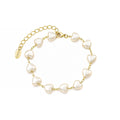 Pulseira Cintia de Pérolas Coração Folheada a Ouro 18k