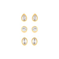 Trio de Brincos Hailey Ponto de Luz Zircônia Folheado a Ouro 18k