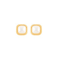 Brinco de Pérola Shell Talia Quadrado Folheado a Ouro 18k