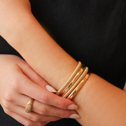 Bracelete Texturizado Brenda Folheado a Ouro 18k