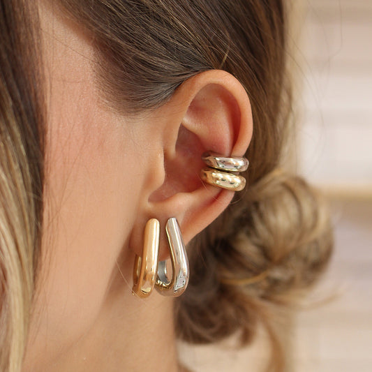 Brinco de Argola V Luci Folheado em Ródio Branco