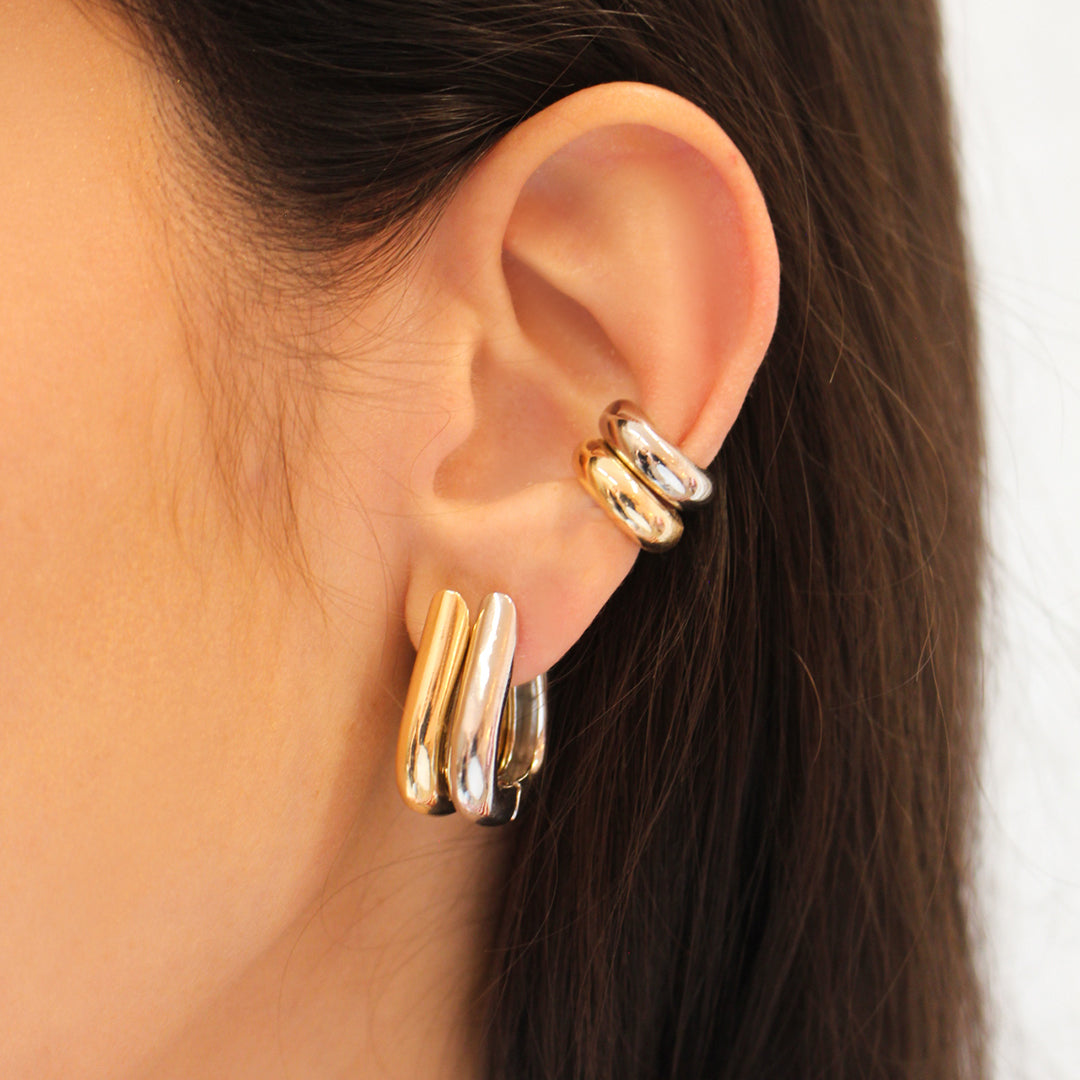 Brinco de Argola V Luci Folheado em Ródio Branco