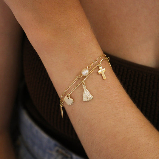 Pulseira Espírito Santo Amuletos Folheado a Ouro 18k