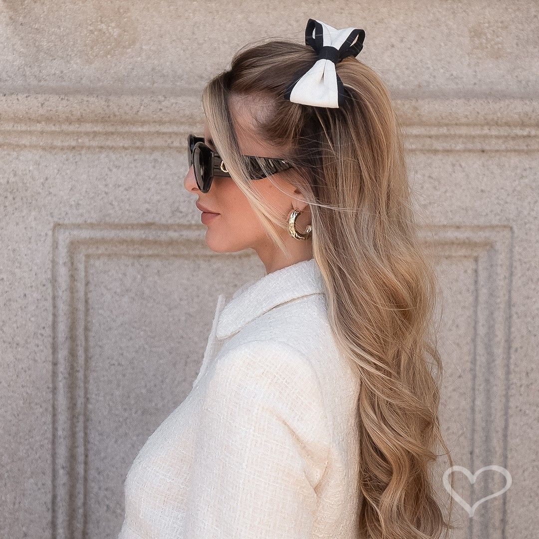 Mix Nat Mosca - Laço Lucy Linho Preto e Branco e Argola Malú - Piuka