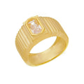 Anel Folheado a Ouro 18k Baguete Zircônia Layla - Piuka