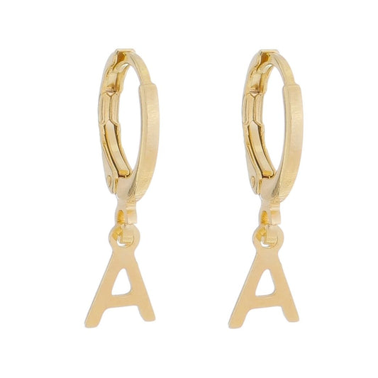 Brinco Argolinha de Letra/inicial Folheada a Ouro 18k - Piuka