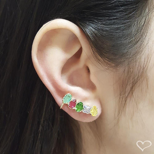 Brinco Ear Cuff Aura Zircônia Folheado a Ouro 18k - Piuka