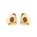 Brinco Geométrico Paula Marrom Folheado a Ouro 18k - Piuka