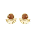 Brinco Leque Mia Marrom Folheado a Ouro 18k - Piuka