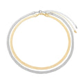 Choker 2 Voltas Malha Metal Folheada a Ouro 18k e Folheada em Ródio Branco Vitto - Piuka