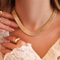 Choker Aurora Malha Relógio Folheada Ouro 18k - Piuka