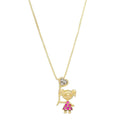 Colar Mãe de Menina Coração Zircônias Pink Folheado a Ouro 18k - Piuka