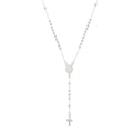 Colar Terço Maria Mini Perólas Folheado em Ródio Branco - Piuka