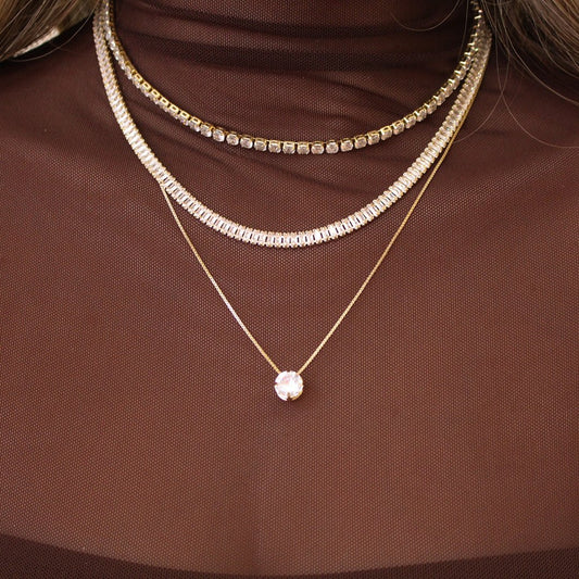 Conjunto Colar e Brinco Ponto de Luz Alice Zircônia Folheado a Ouro 18k - Piuka