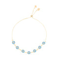 Pulseira Ajustável Folheada a Ouro 18k Grécia Olho Grego Pequeno Azul - Piuka