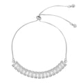 Pulseira Ajustável Folheada em Ródio Branco Taylor Média Zircônia Baguete Cristal - Piuka