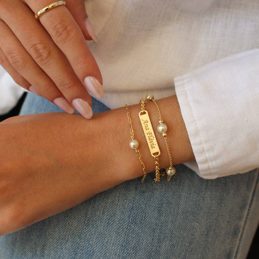 Pulseira Pérolas Cíntia Folheado a Ouro 18k - Piuka