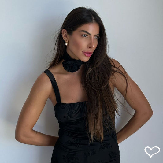 Rachel Apollonio - Mix Choker Flor Preta - Piuka