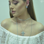 Choker Kendal Folhinhas Folheado em Ródio Branco Piuka