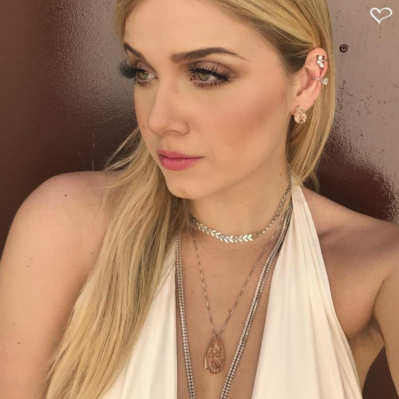 Choker Kendal Folhinhas Folheado em Ródio Branco Piuka