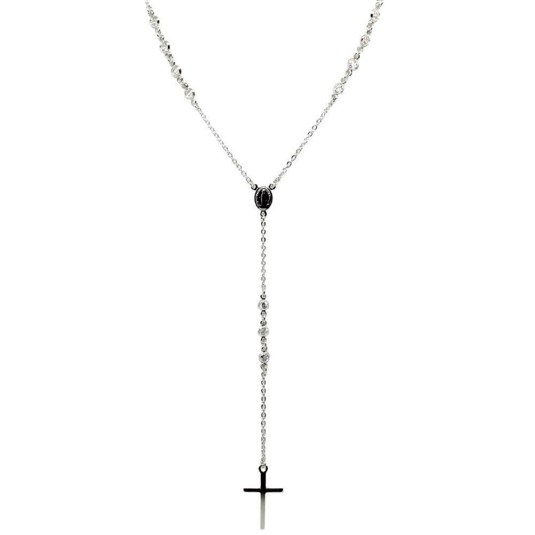 Colar Terço Celestial Zircônia Folheado em Ródio Branco Piuka