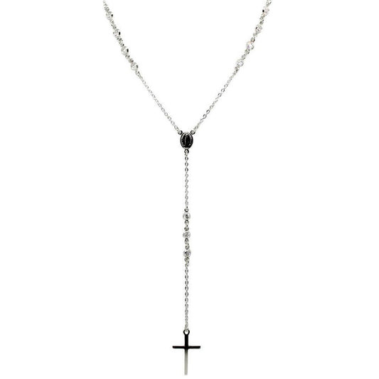 Colar Terço Celestial Zircônia Folheado em Ródio Branco Piuka