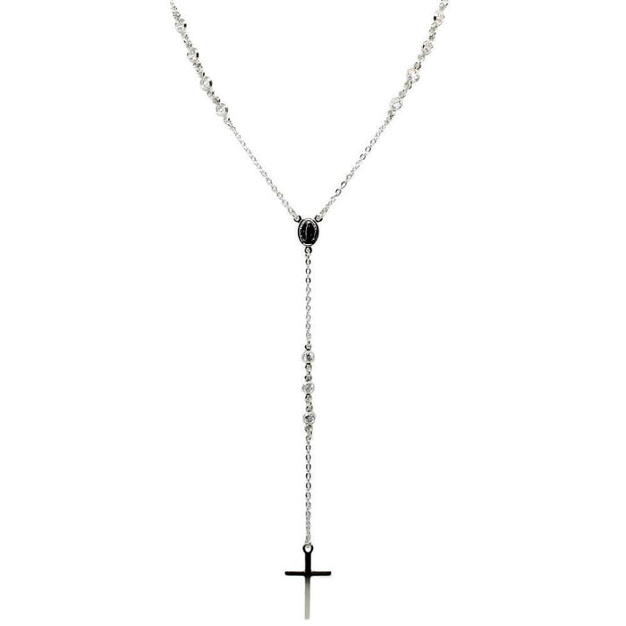 Colar Terço Celestial Zircônia Folheado em Ródio Branco Piuka