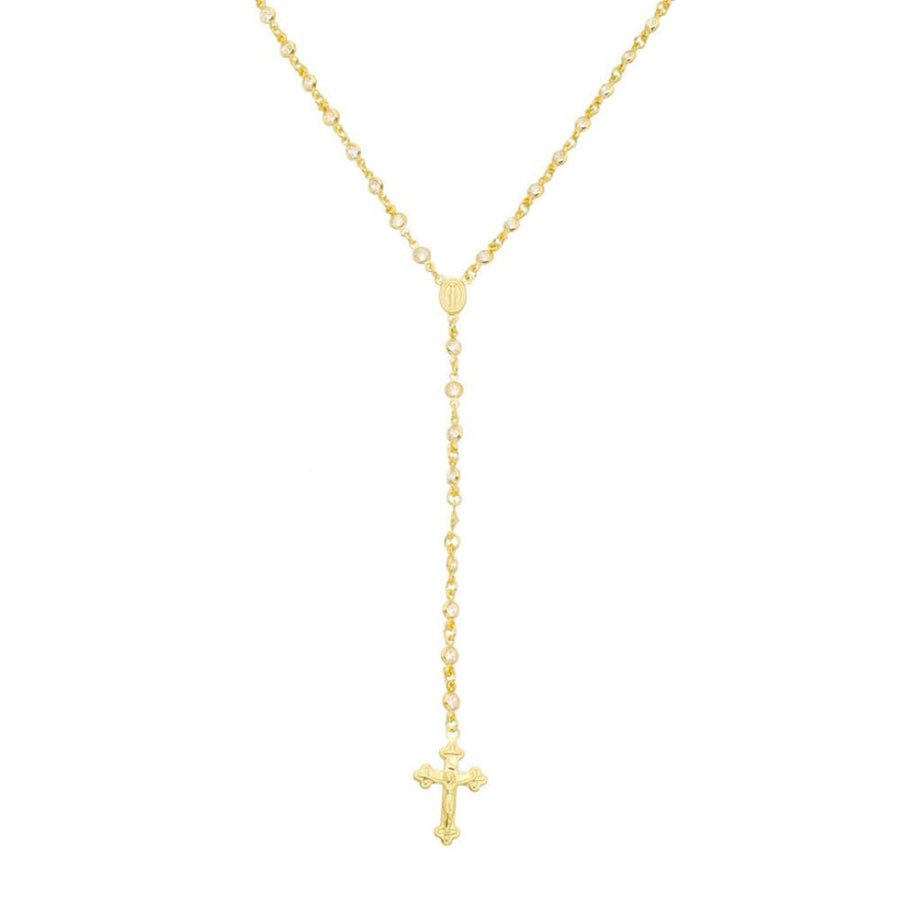 Colar Terço Grace Zircônia Folheado a Ouro 18k