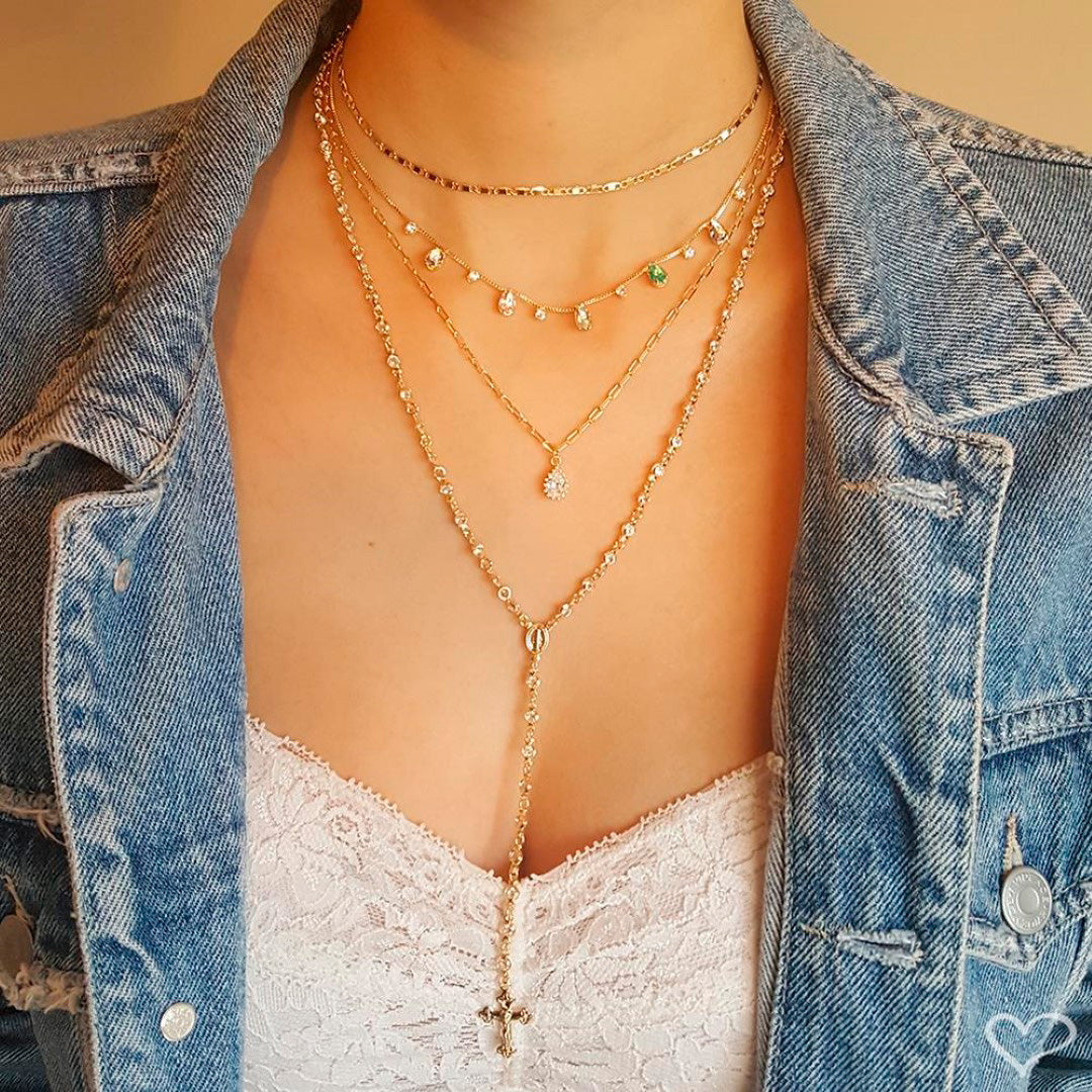Colar Terço Grace Zircônia Folheado a Ouro 18k