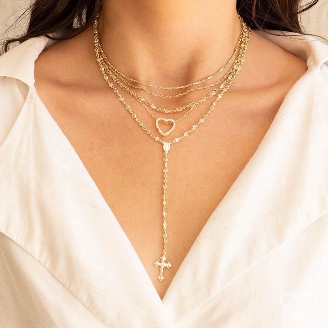 Colar Terço Grace Zircônia Folheado a Ouro 18k
