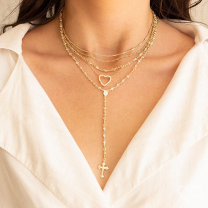Colar Terço Grace Zircônia Folheado a Ouro 18k