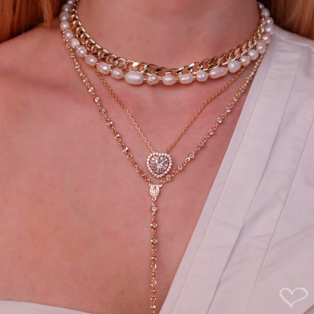 Colar Terço Grace Zircônia Folheado a Ouro 18k
