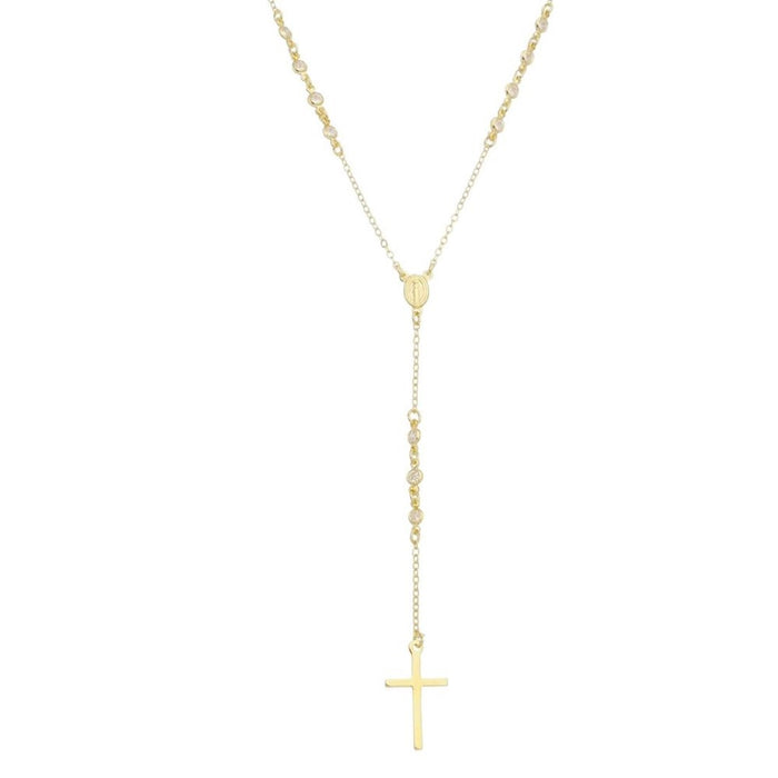 Colar Terço Celestial Zircônia Folheado a Ouro 18k