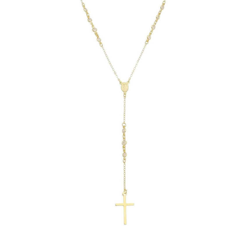 Colar Terço Celestial Zircônia Folheado a Ouro 18k