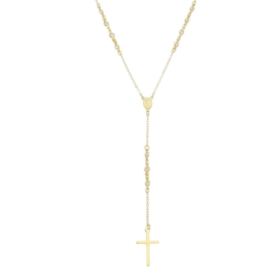 Colar Terço Celestial Zircônia Folheado a Ouro 18k
