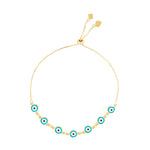 Pulseira Folheada a Ouro 18k Ajustável Grécia Olho Grego Pequeno Piuka