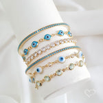 Pulseira Folheada a Ouro 18k Ajustável Grécia Olho Grego Pequeno Piuka